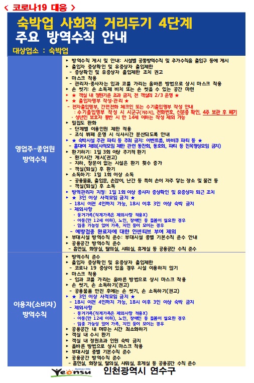 숙박업 사회적 거리두기 4단계 연장 안내(8.23.~9.5.)의 2번째 이미지