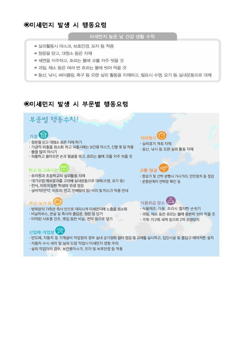 미세먼지 높은날 실외할동 자제 및 행동요령의 2번째 이미지