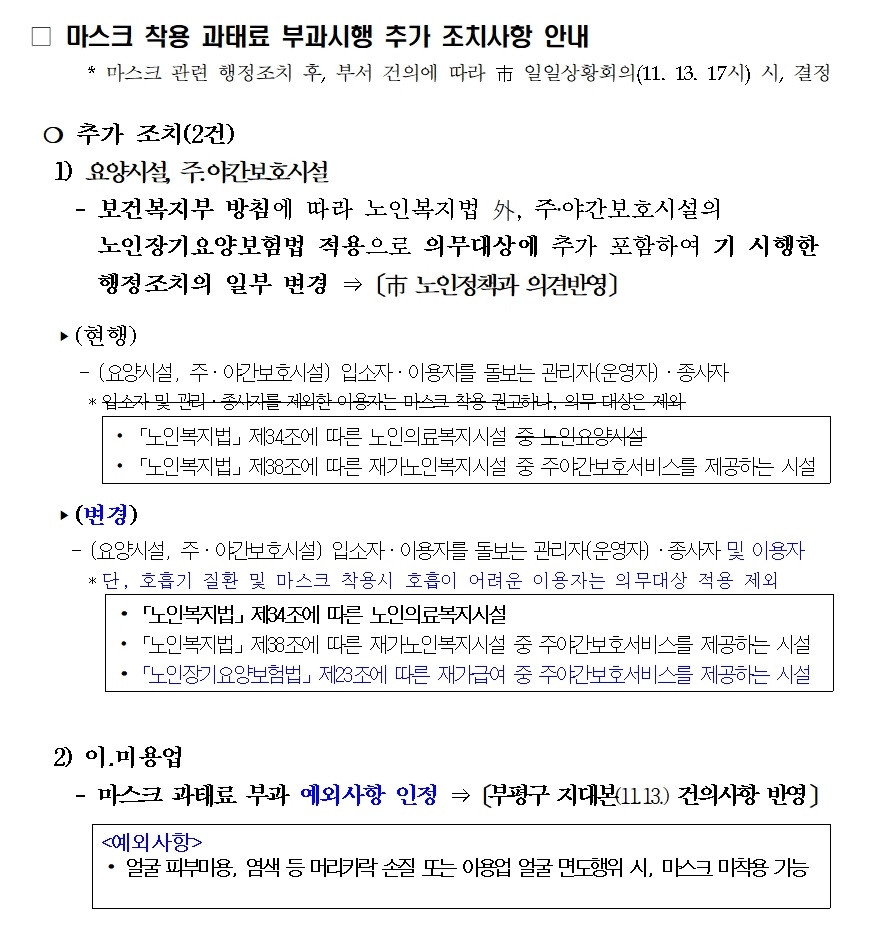 마스크 착용 과태료 부과시행 추가 조치사항 안내의 1번째 이미지