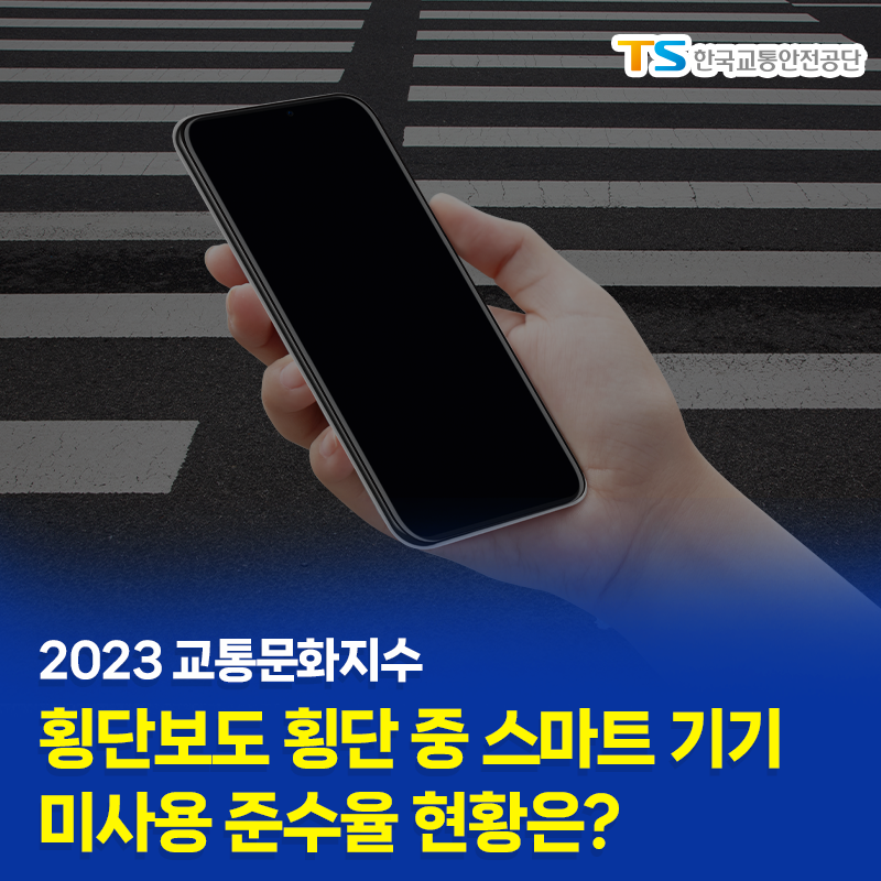 2023 교통문화지수
횡단보도 횡단 중 스마트 기기 미사용 준수율 현황은?